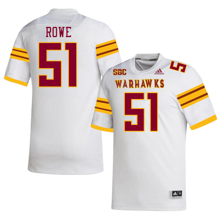 #51 Jaden Rowe Louisiana-Monroe Warhawks College Football Jerseys Stitched-White